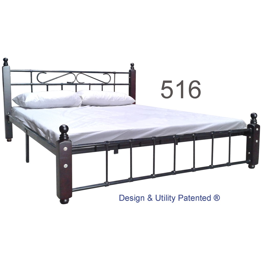 Harmony Steel Bed Frame With Solid Wood Post 36x75 Single Shopee Philippines