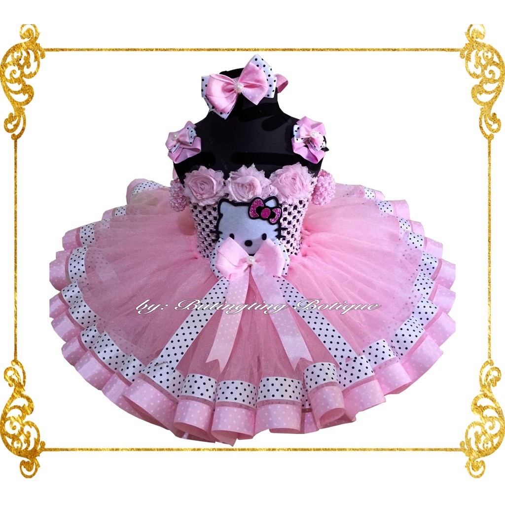 Light Pink Hello Kitty Customised Tutu Dress For Kids Shopee Philippines