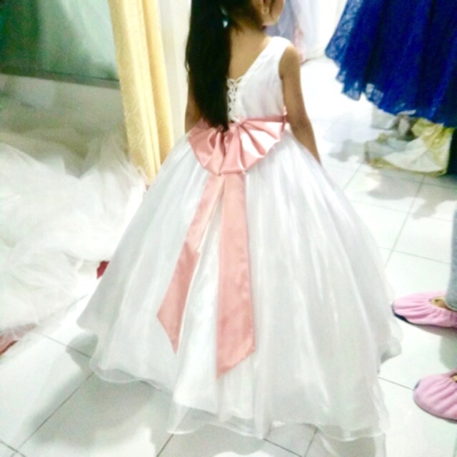 White Dress Little Bride Flower Girl Dress Shopee Philippines