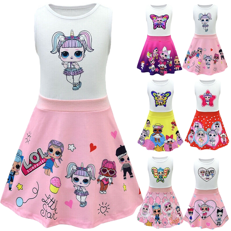Lol Surprise Dolls Kids Girls Dress Sleeveless A Line Birthday Party Dress For Age 3 9yrs Shopee Philippines