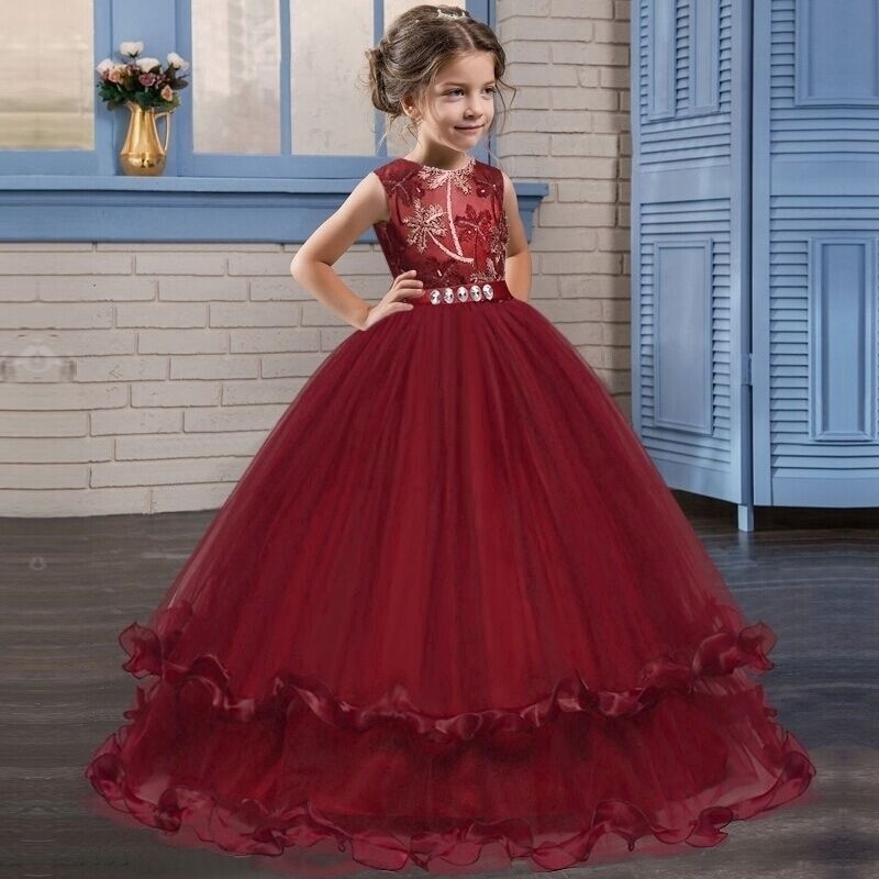 Nnjxd Flower Girl Princess Kid Party Pageant Wedding Long Dress Formal Evening Gown Shopee Philippines
