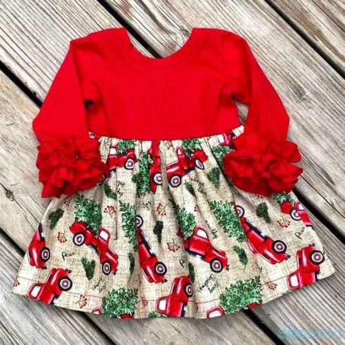 Christmas Toddler Kid Baby Girl Long Sleeve Xmas Printed Party Pageant Dress Clothes Outfit Shopee Philippines