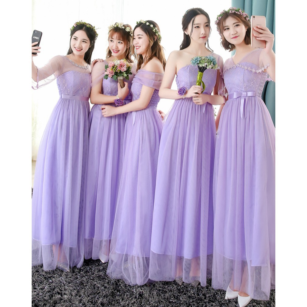 Women Elegant Purple Wedding Evening Gown Bridmaid Dress Shopee Philippines
