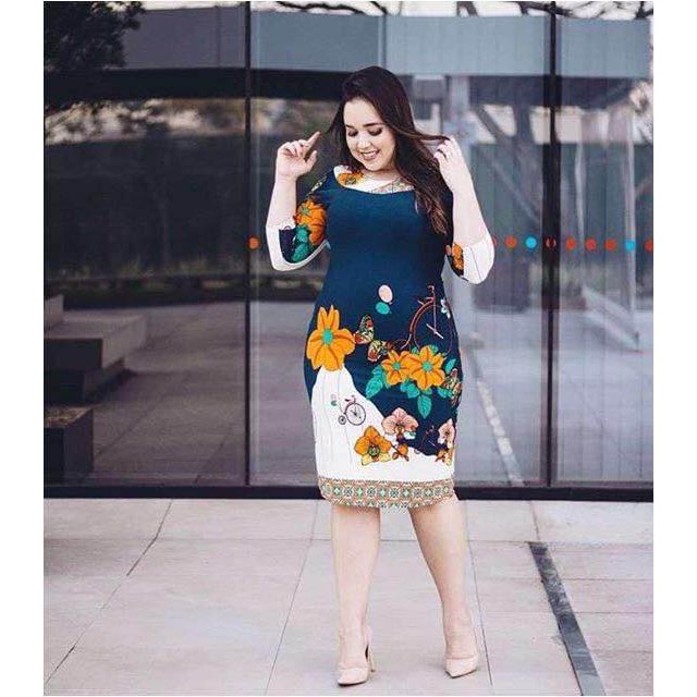 Plus Size Bloom Floral Navy Blue Formal Dress Shopee Philippines