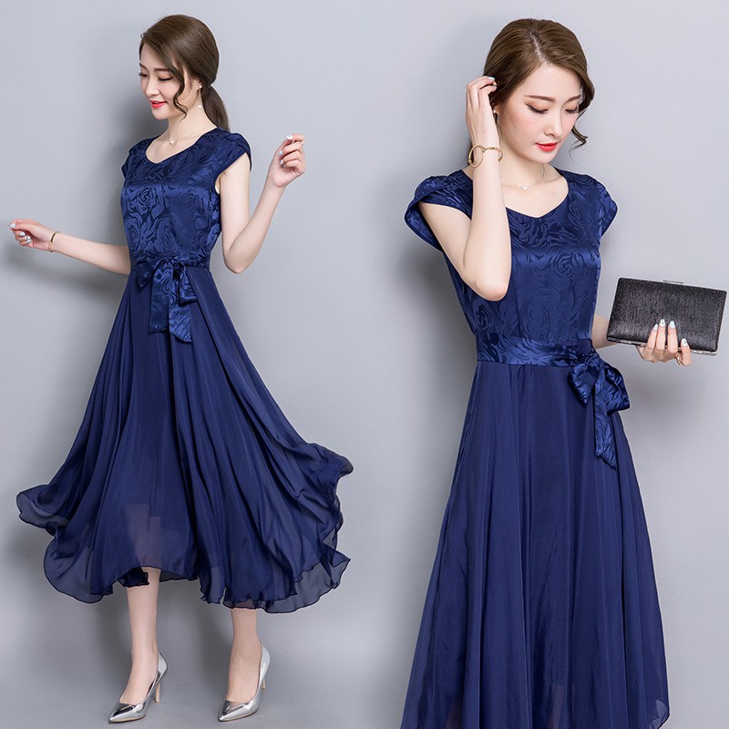 Elegant Western Design Women Formal Evening Party Lady Mid Silk Dinner Dress Shopee Philippines