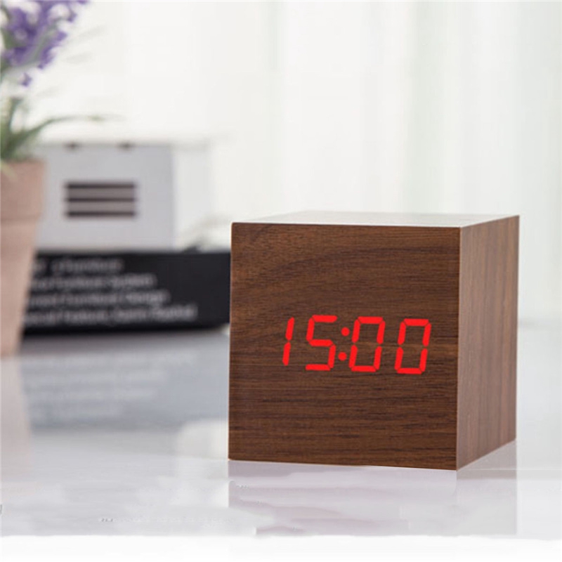 Modern Wooden Wood Digital Led Desk Alarm Clock Thermometer Timer Calendar Shopee Philippines