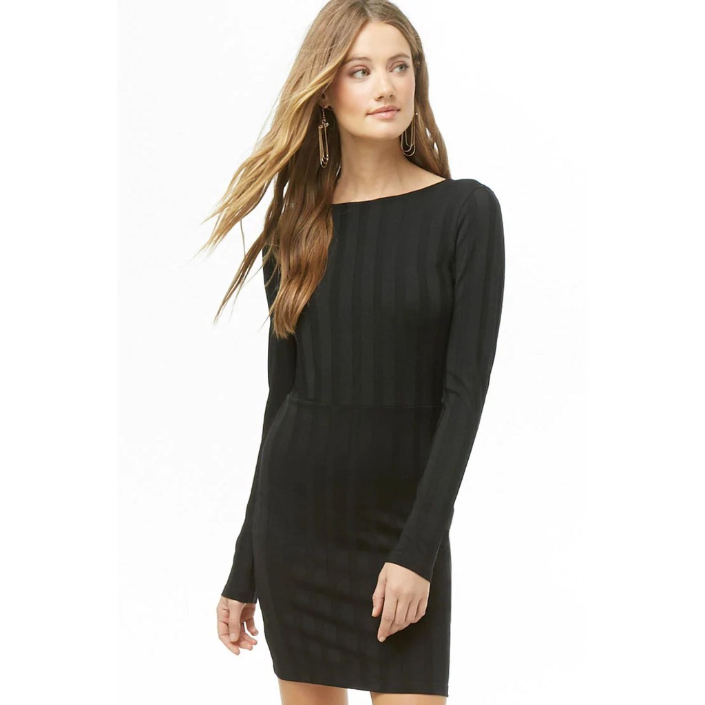 Forever 21 Women S Ribbed Mini Dress Black Shopee Philippines
