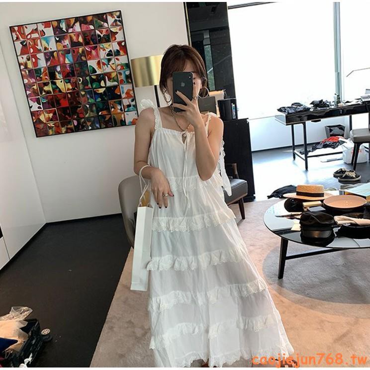 Cj Spring And Summer Solid Color Halter Dress Big Skirt Cake Shopee Philippines