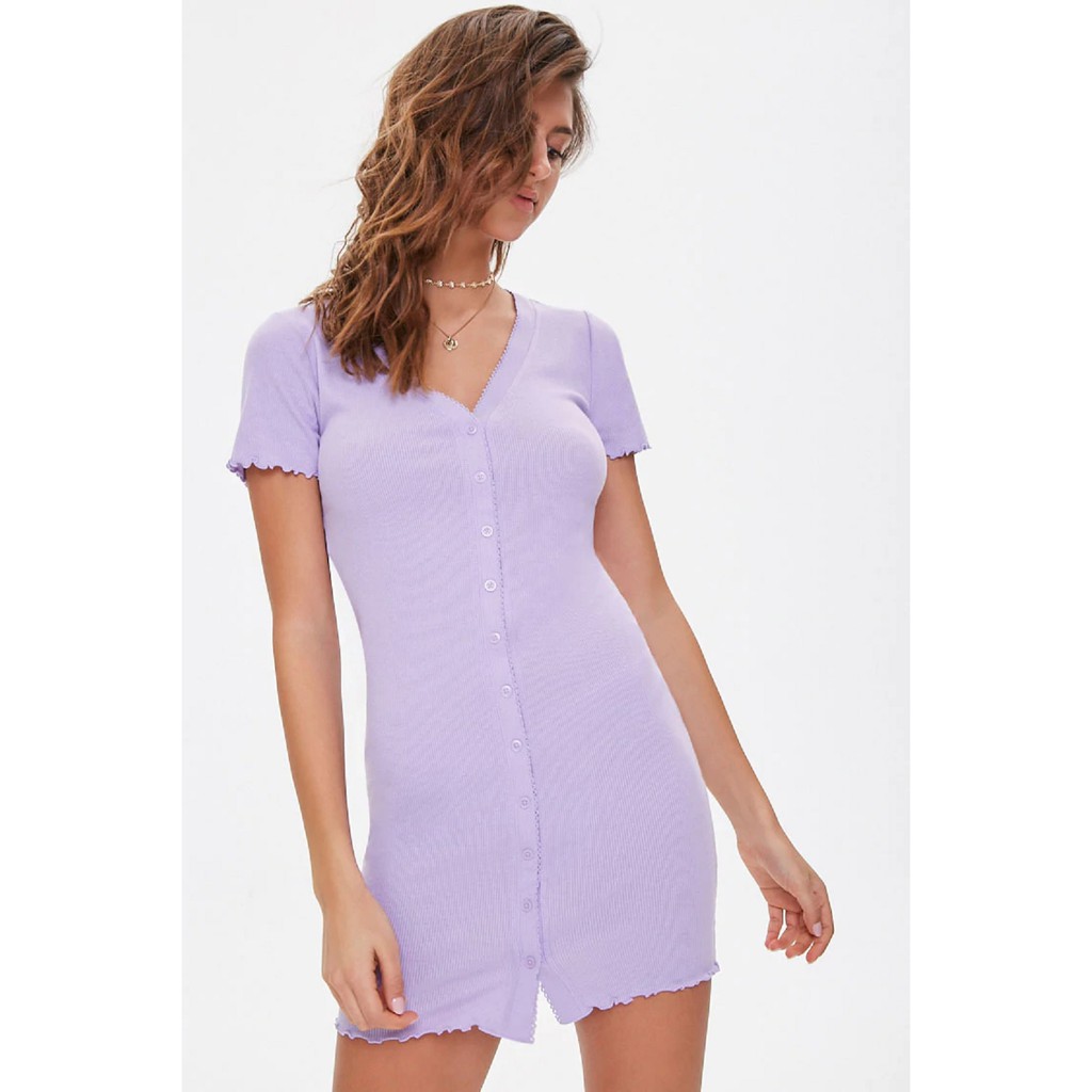Forever 21 Women S Ribbed Lettuce Edge Mini Dress Shopee Philippines