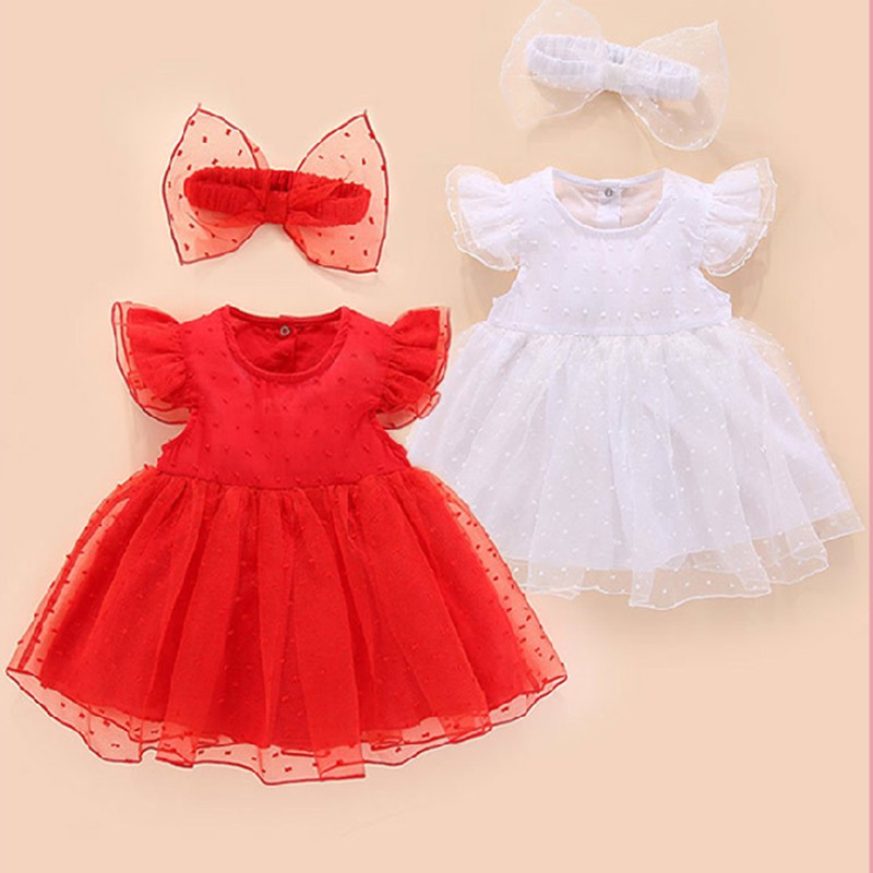 Baby Girl Dress 1 Year Birthday Party Princess Dresses For Baby Girl Clothes Newborn Infant Red White Christening Dress Headband Shopee Philippines