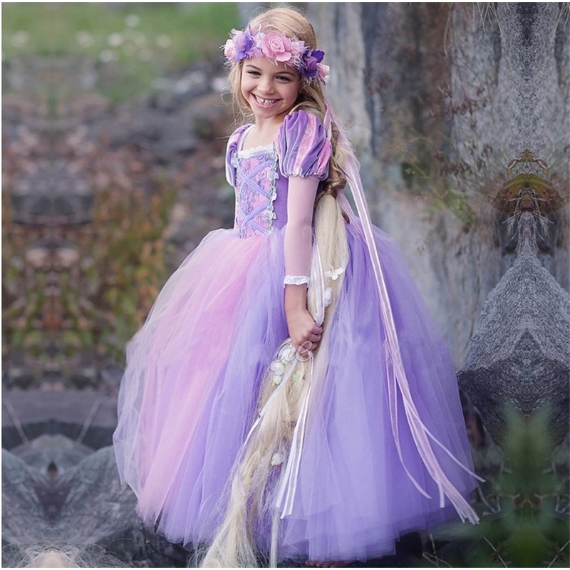 Nnjxd Kids Girls Princess Dress Birthday Party Tulle Cosplay Costume Purple Gown Shopee Philippines