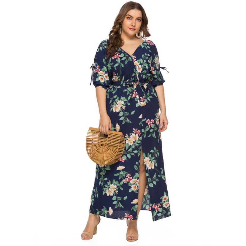 Plus Size Women Printed Floral Midi Dress Big Size Summer Holiday Boho Casual New Maxi Size Dress Shopee Philippines