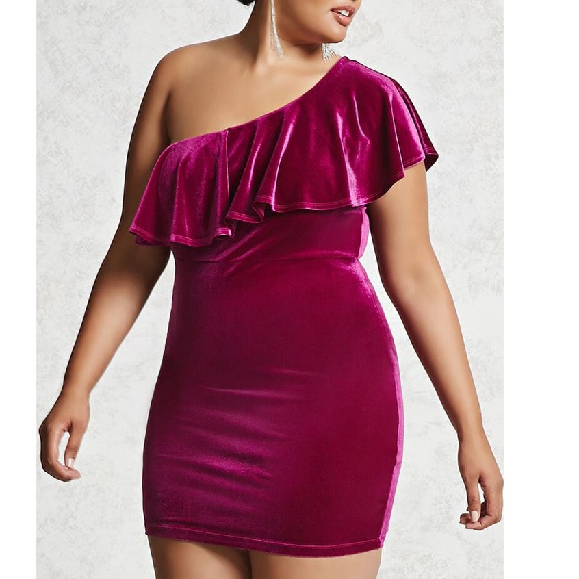 Forever 21 Plus Size Plus Size Velvet Flounce Dress Fuchsia Shopee Philippines