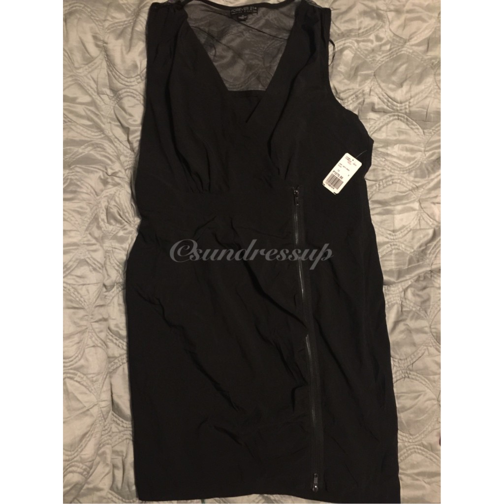 Forever 21 Black Dress With Half Front Zipper Shopee Philippines