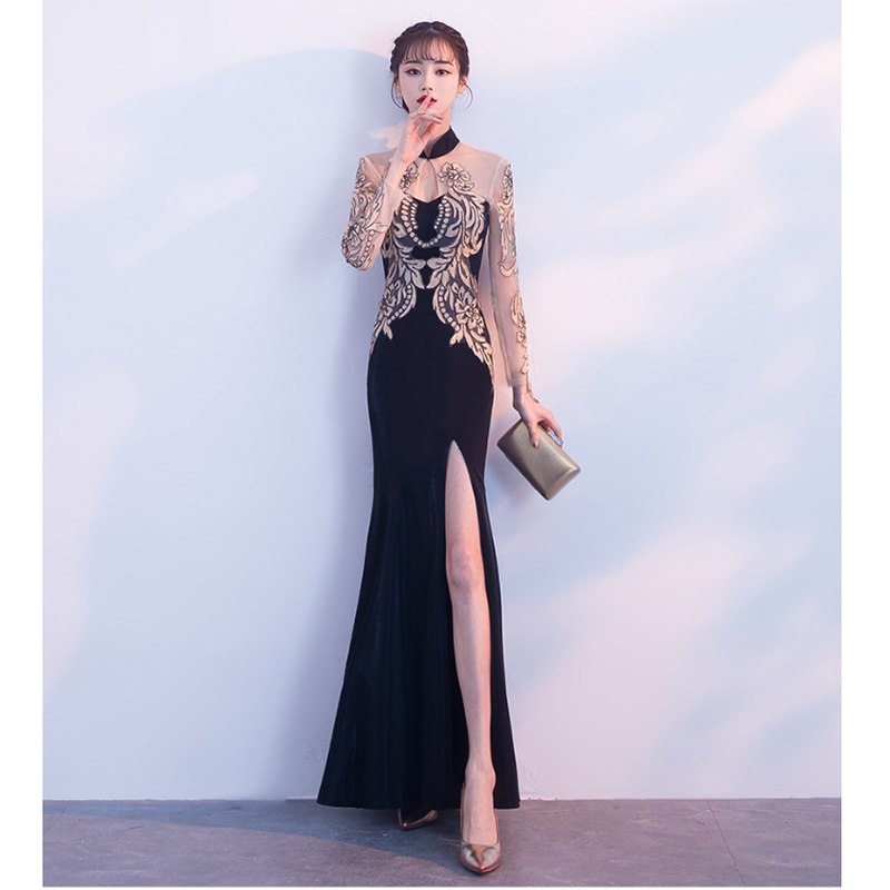 Women S Maxi Dresses Korean Goddess Red Gowns Fishtail Dress Wedding Party Dinner Elegant Long Dress Shopee Philippines