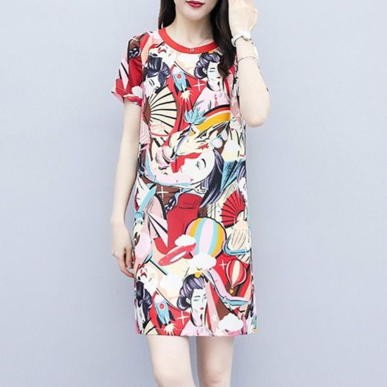 M 4xl Plus Size Dress Korean Style Ulzzang Trendy Dress Terno Dress Floral Dress Short Sleeve Dress For Women Casual Dress Fashion Dress Women Loose Dress Summer Dress Women Dress Big Size Dress