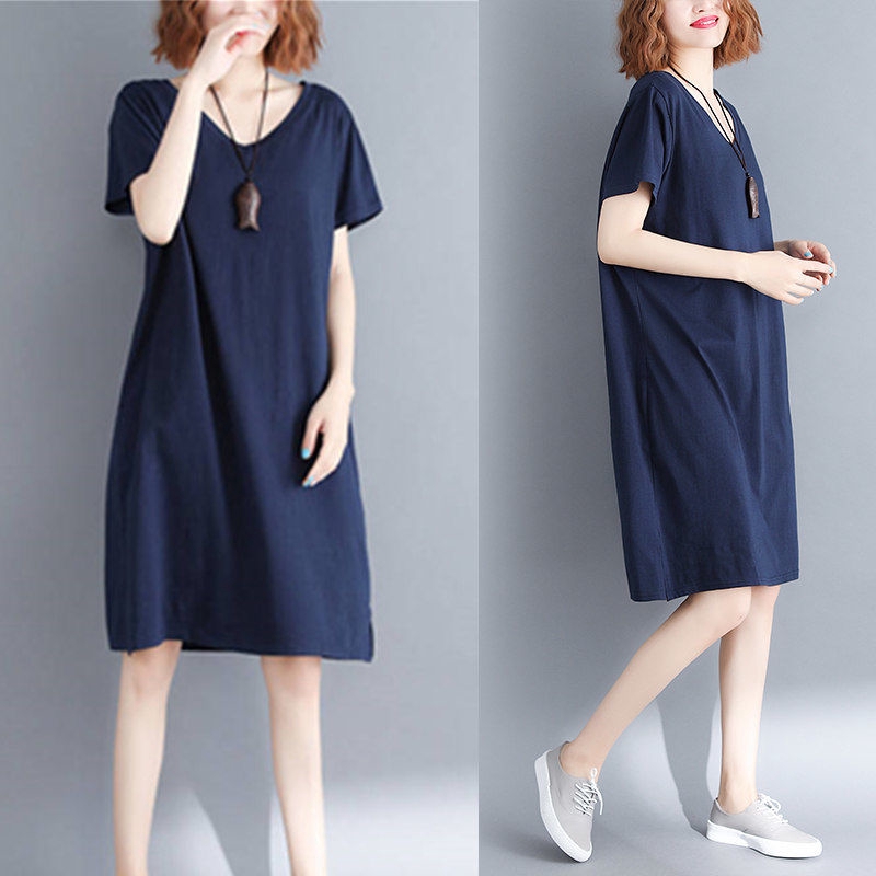 Dty Fat Sister Cover Belly Big Size Dress Age Reduction Summer New Style Loose Loose Was Thin And St Shopee Philippines