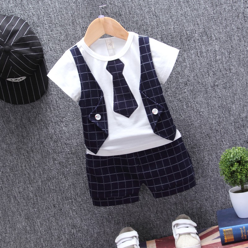 Summer Boy S One Year Old Dress Set 1 British Style 2 Baby S Suit 3 4 Vest Fake Two Piece Trend Shopee Philippines
