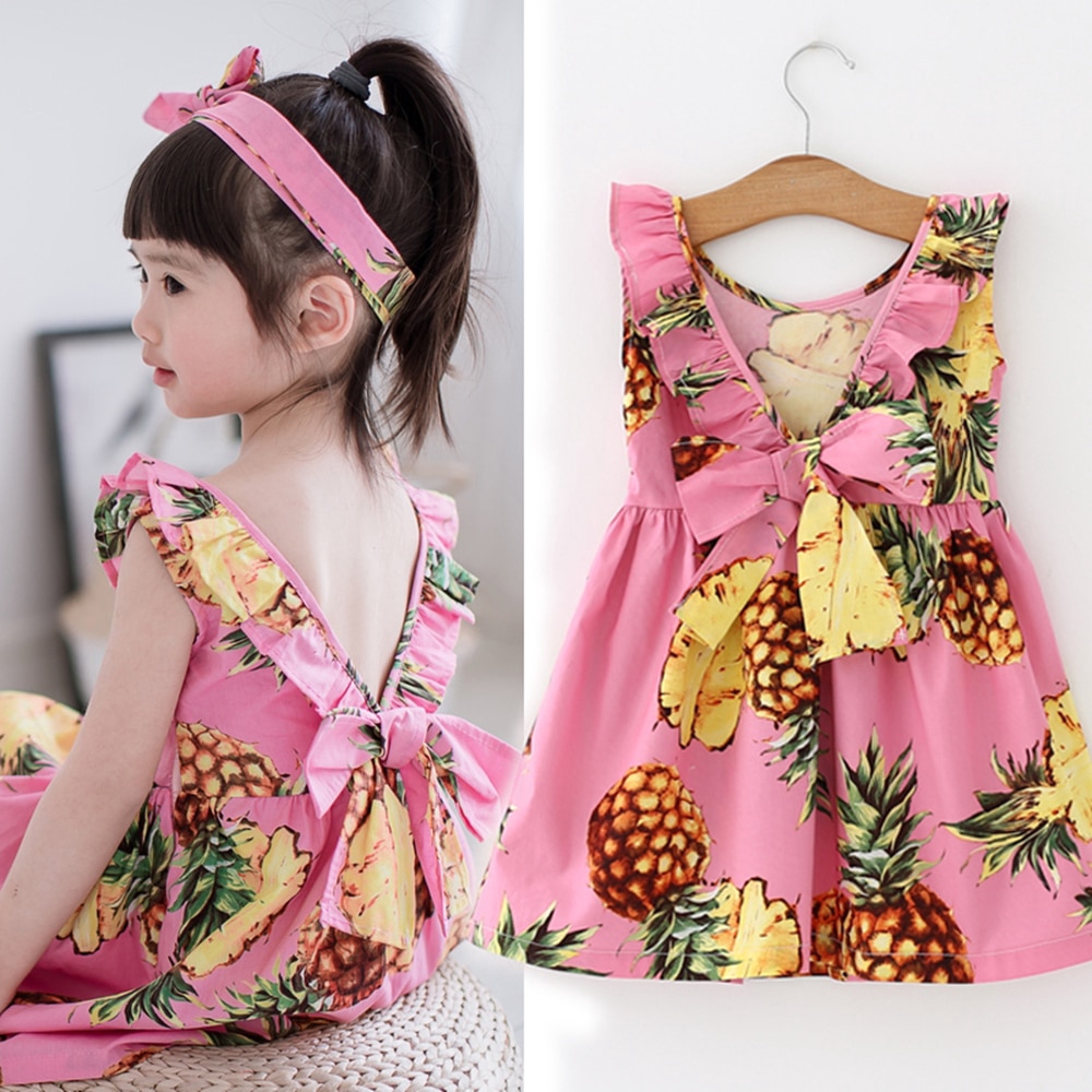 Summer Pineapple Girls Dress Cotton Kids Dress Girls Beach Dress Fashion Kid Clothing Dress For Girl Shopee Philippines