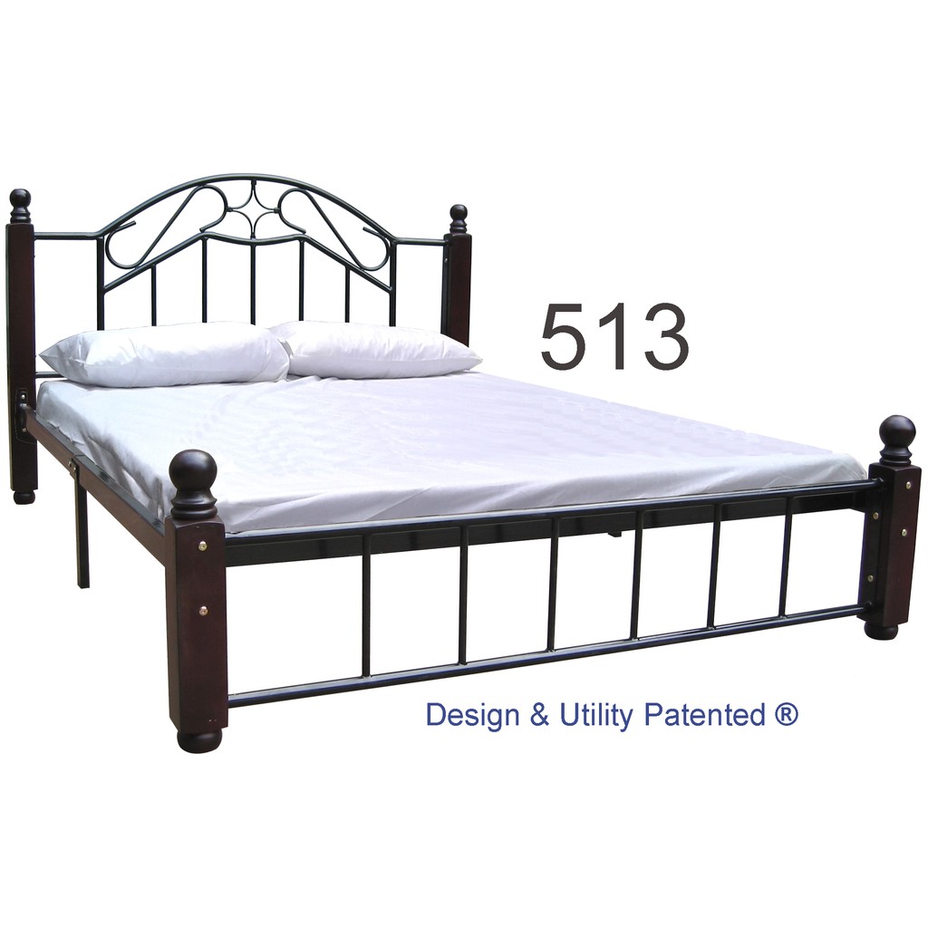 Harmony Steel Bed Frame With Solid Wood Post 36x75 Single Shopee Philippines