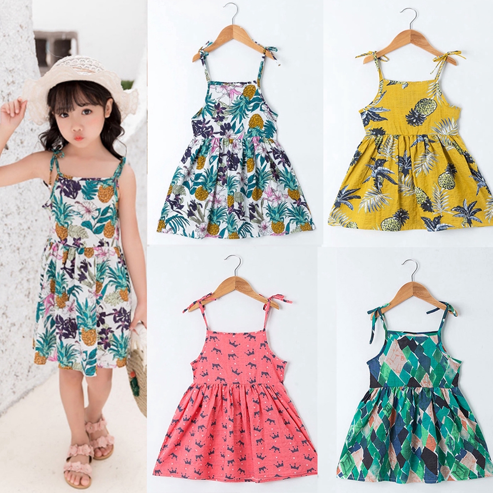 Korean Girl S Kids A Line Dresses Summer Beach Baby Girl Dress Denim Sling Floral Elegant Beautiful Shopee Philippines