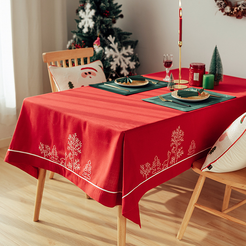 Kirmizi Masa Ortusu Saten Luks 150x205 Cm