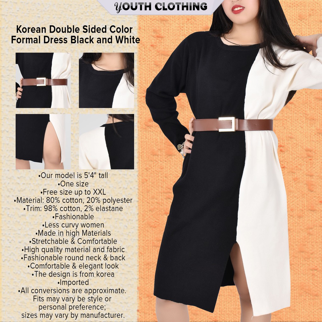 New Korean Double Sided Color Formal Dress Black And White Shopee Philippines