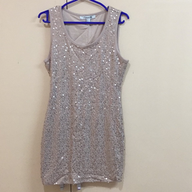Forever 21 Sequined Bodycon Dress In Champagne Gold Shopee Philippines