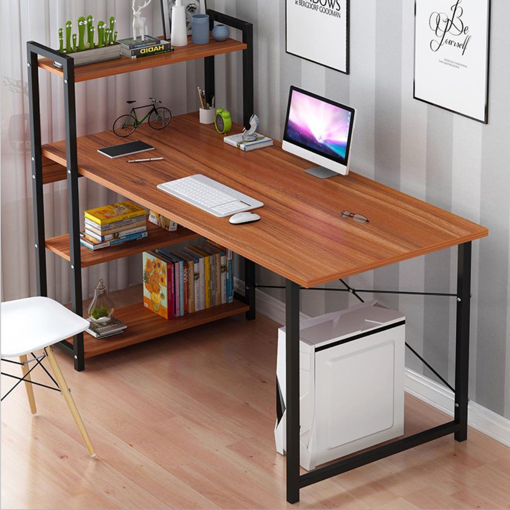 Siv 120x55cm Big Size Computer Study Home Office Table Desk Furniture With Shelves Shopee Philippines