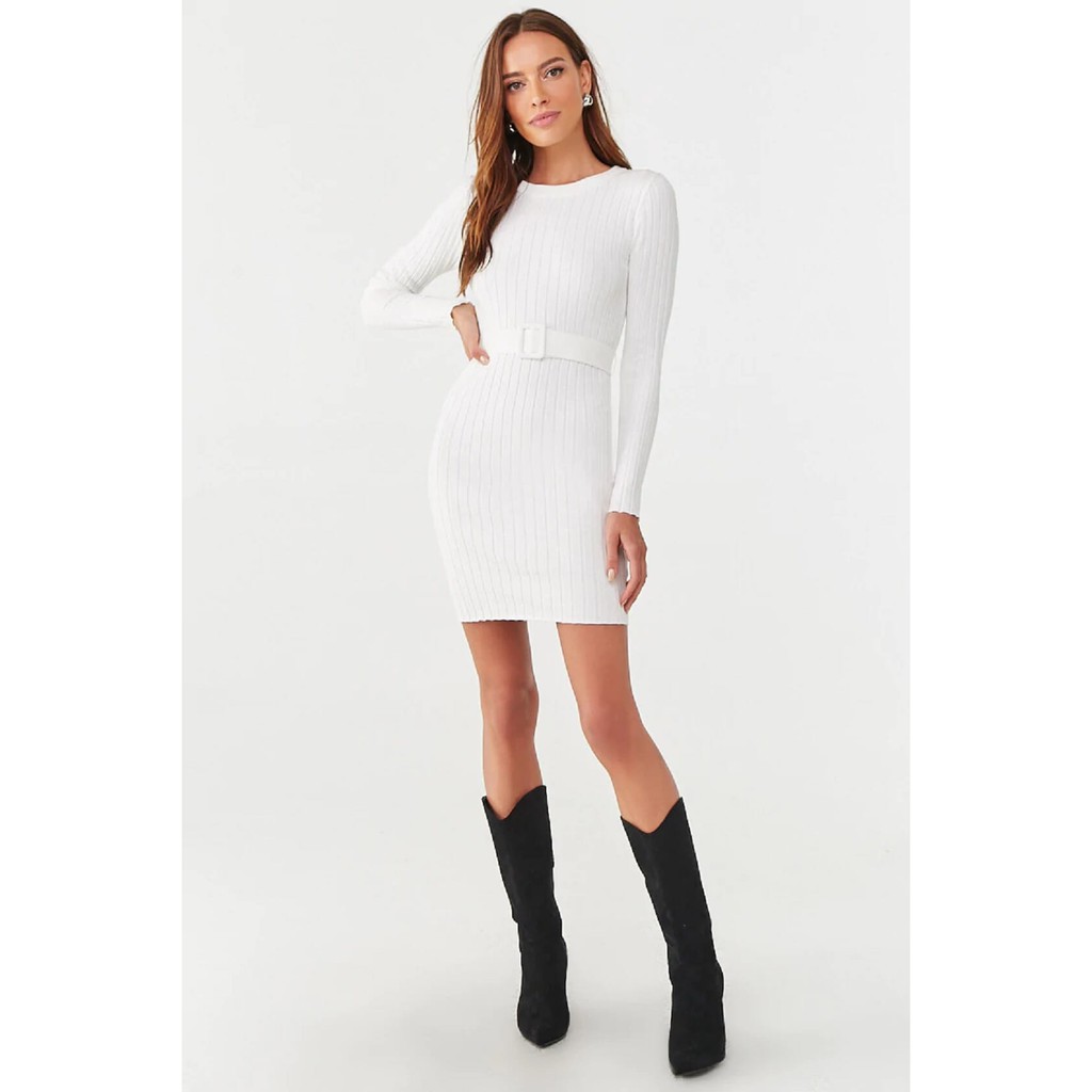 Forever 21 Women S Belted Sweater Dress Shopee Philippines
