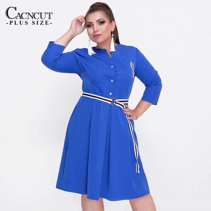 Large Size A Line Office Work Dress Women Plus Size Dress Big Size Fashion V Neck Shirt Casual Dress Shopee Philippines