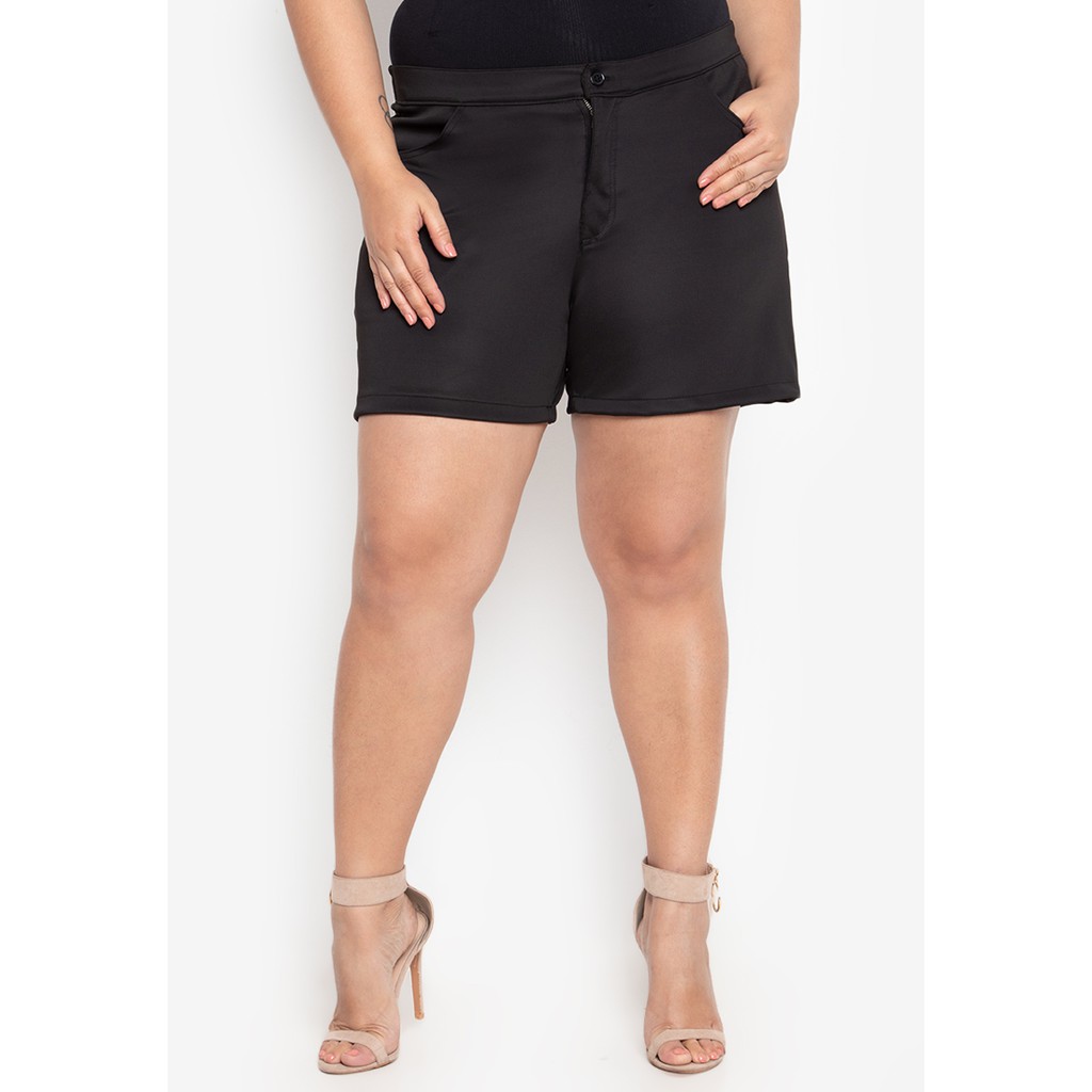 Blackheart Black High Waisted V Stitch Shorts Plus Size