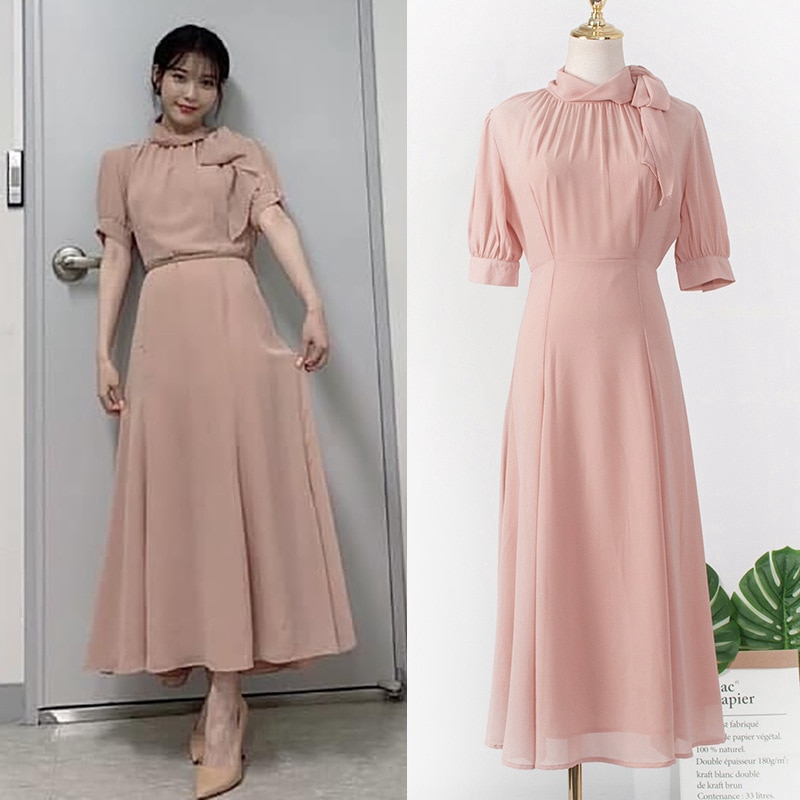 Elegant Long Dress Women Dresses Korean Iu Del Luna Hotel Pink Party Dress With Scarf Robe Femme Shopee Philippines