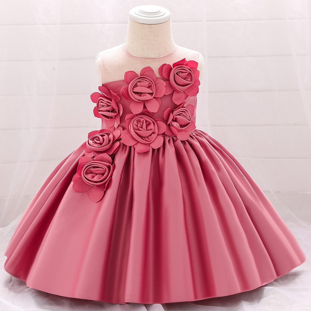 Baby Kids Dress Infants Satin Applique Princess Dress Baby Birthday Party Costumes Formal Dinner Gown Shopee Philippines