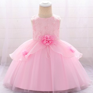 2020 Flower Baby Clothes Princess 1st Birthdays Dress Party Dress For Girl Clothing 1 2 Year Shopee Philippines
