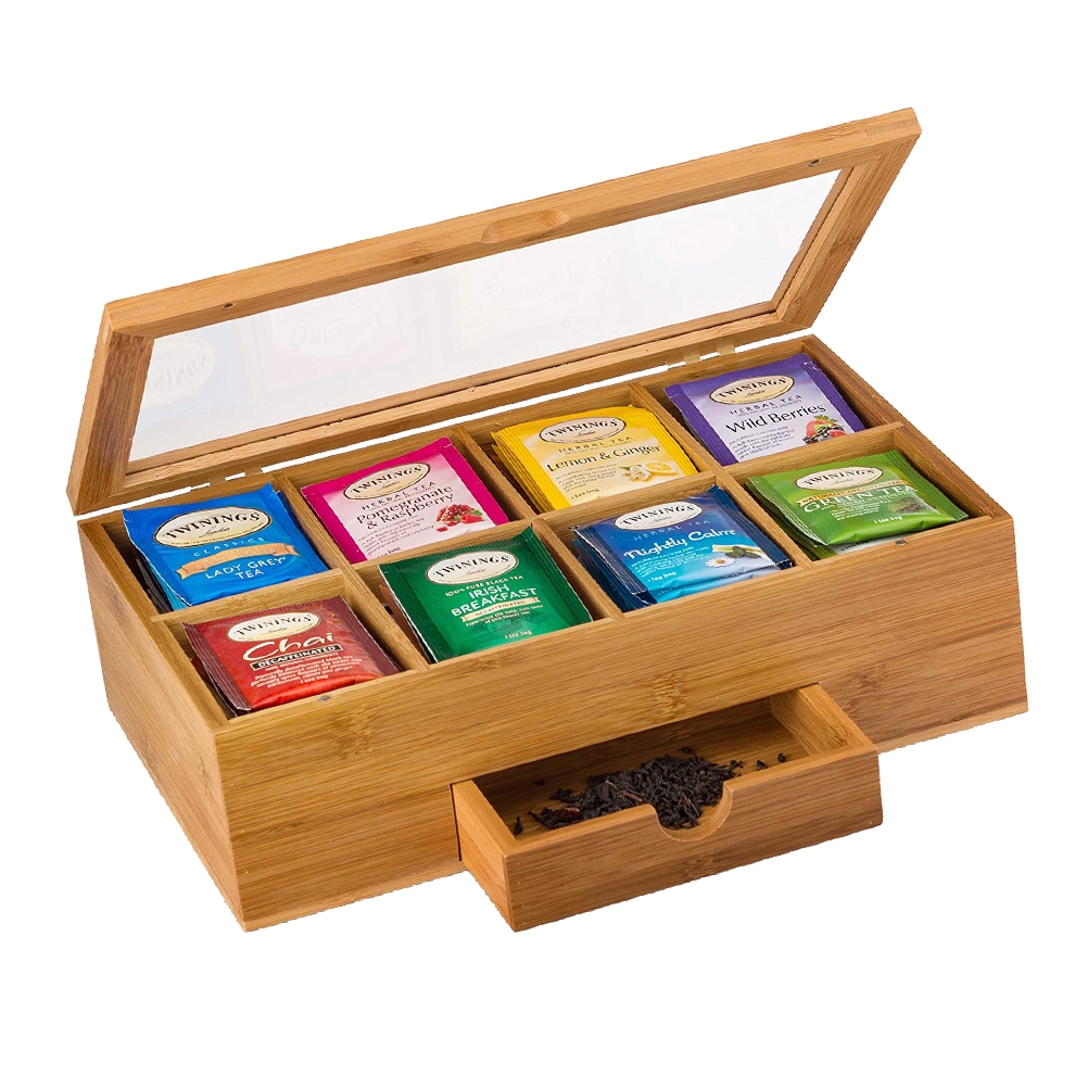 Multi Grid Wooden Tea Storage Box Visual Design Tea Box With Magnetic Cover Shopee Philippines