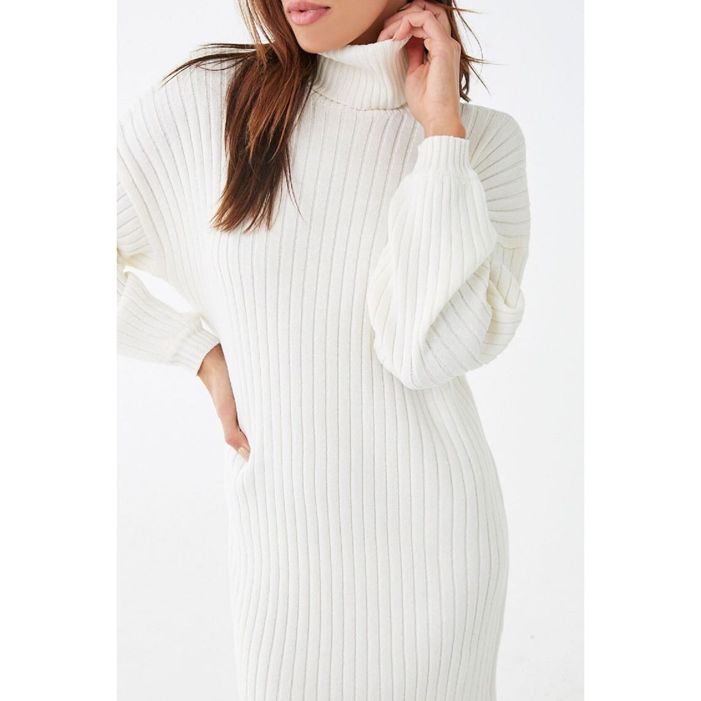 Forever 21 Women S High Neck Sweater Dress Ivory Shopee Philippines