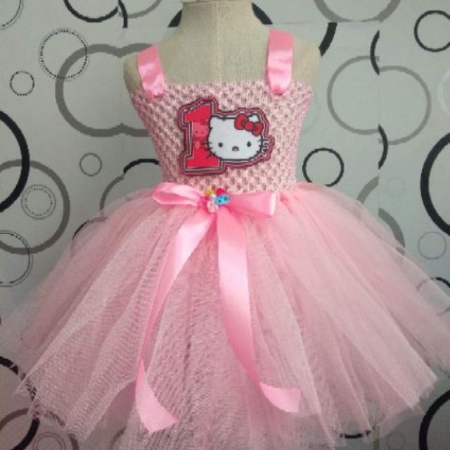 1st Birthday Pink Hello Kitty Tutu Dress For Baby Girl Shopee Philippines