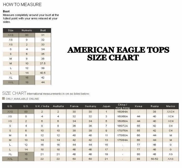 American eagle curvy jeans size chart