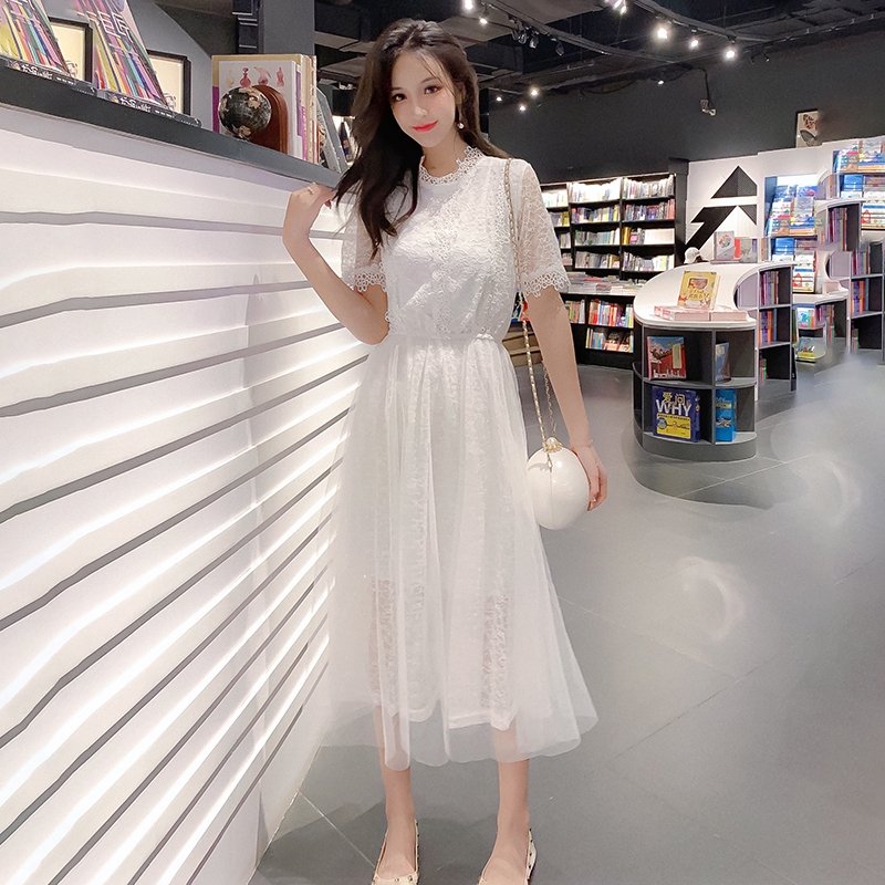 S L Lace Dress Wedding Wear Wild Temperament Formal Occasion Midi Spring Shopee Philippines