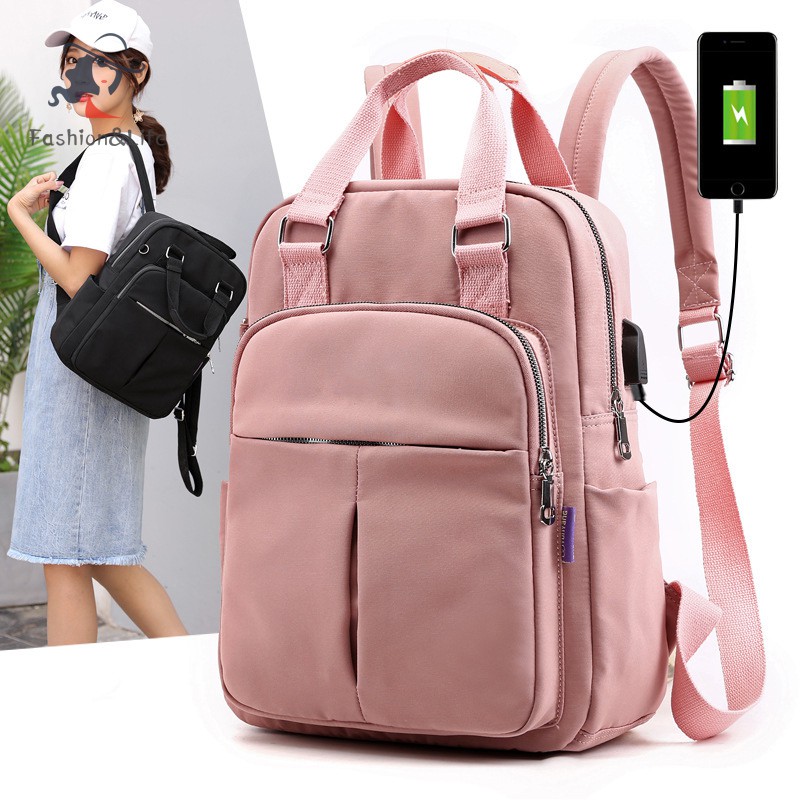 F L Women Casual Backpack Zipper School Bags Usb Charging Large Capacity For Travel Shopee Philippines