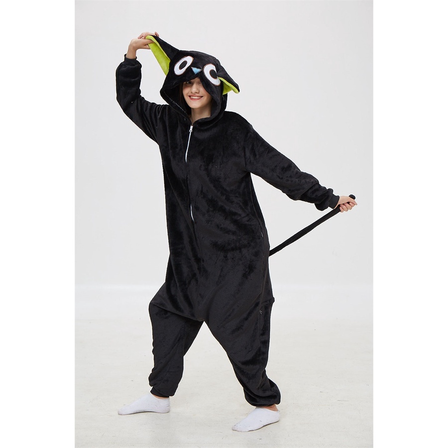 Cute black cat onesies for adults anime cosplay costume pussycat pajamas adults one piece