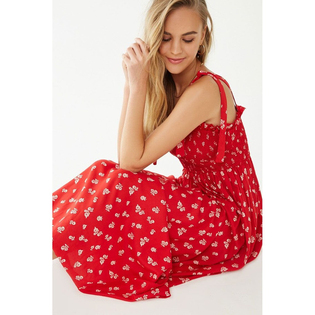 Forever 21 Women S Floral Print Maxi Dress Red Shopee Philippines