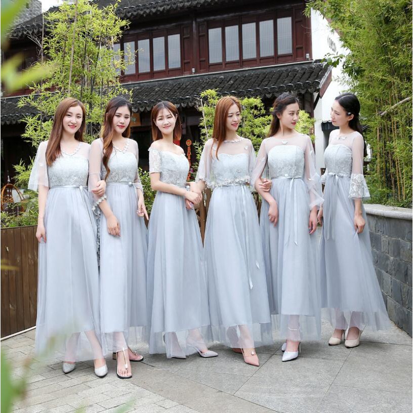 Pink Fashion Korean Style Slim Fit Bridesmaid Wedding Party Shopee Philippines