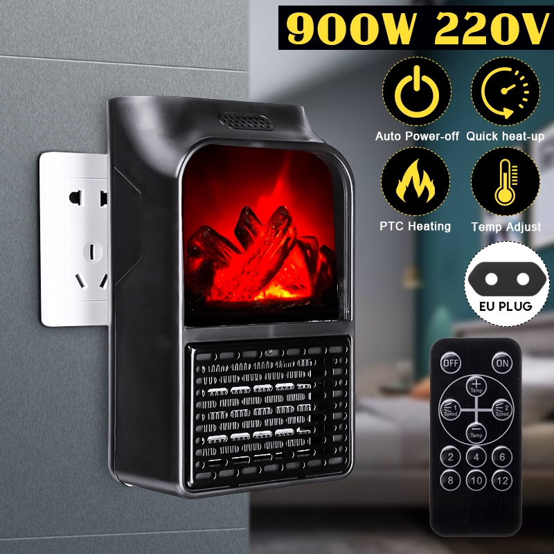 Ipree 1000w Portable Mini Electric Heater Fan Fireplace Flame Timer Air Warmer Home Outdoor Heater Fan Sale Banggood Com