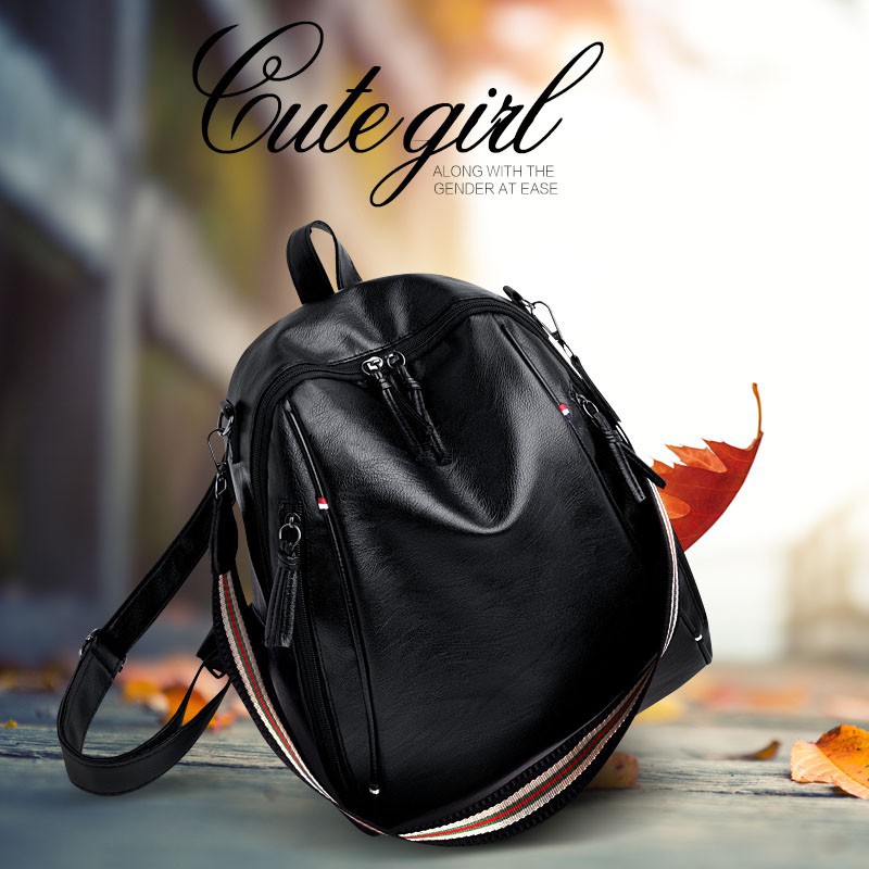 Korean Fashion Casual Design Pu Women Backpack Shoulder Bags Cute Girl Bag Black Shopee Philippines