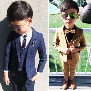 2020 Kids Blazer Boys Suits For Weddings Vest Blazers Pants 3pcs Wedding Cotton Formal Party Baby Boy Children Clothes Shopee Philippines