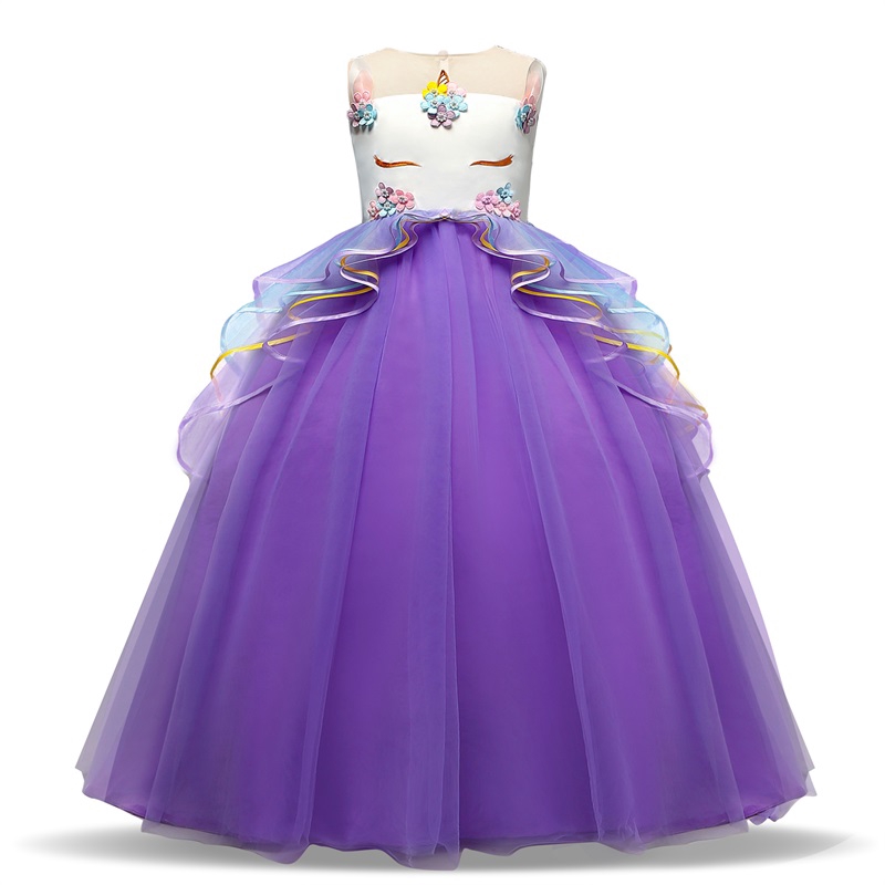 Nnjxd Baby Girl Princess Dress Unicorn Birthday Party Long Gown Wedding Dresses 5 To 14 Years Shopee Philippines