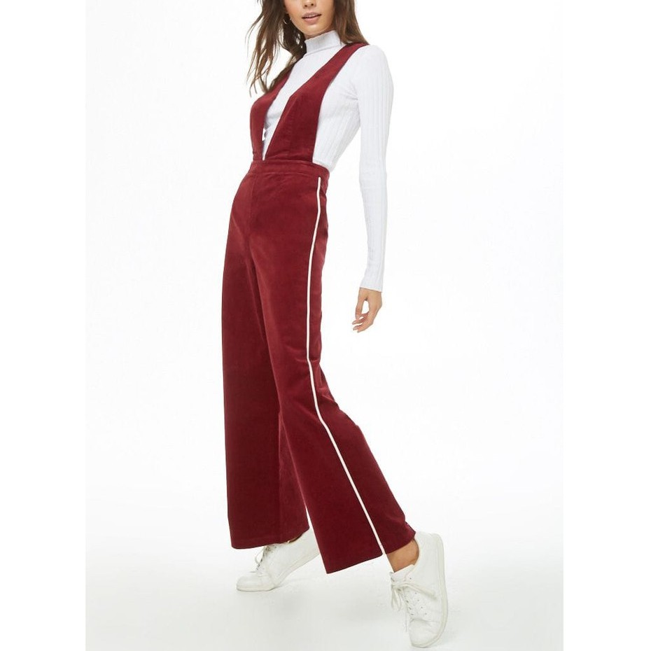 Forever 21 Women S Corduroy Pinafore Jumpsuit Burgundy Shopee Philippines