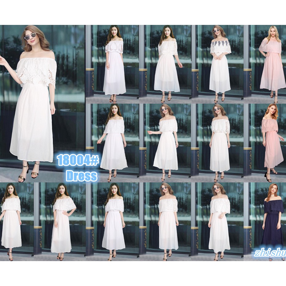 Maxi Dress Assted Design Printed White Cottony Long Dress Elegant Dress Formal Dress Wedding Dress Shopee Philippines